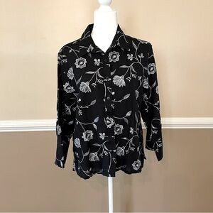 Talbots Irish Linen Blend blouse with embroidery